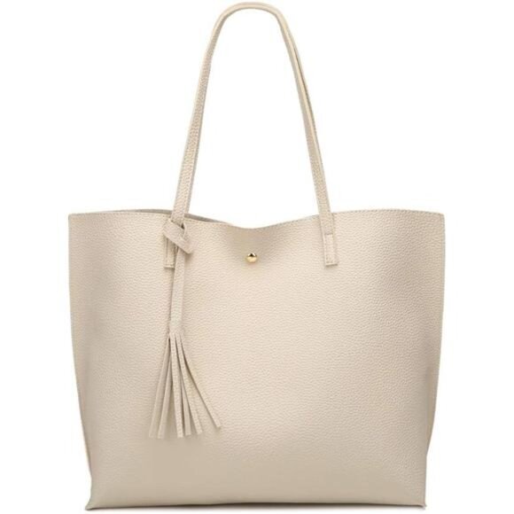 Women's Soft Faux Leather Tote Shoulder Bag from,‎ Big Capacity Tassel - Picture 8 of 15